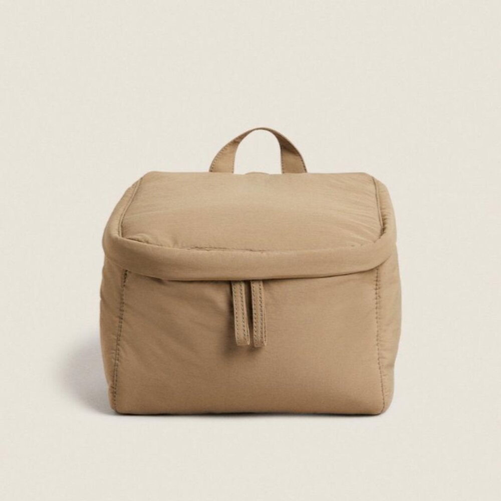 Zara Triple Nylon Makeup Bag - Color Khaki